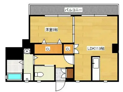 ロイヤルタワー花畑駅前(1LDK/5階)の間取り写真