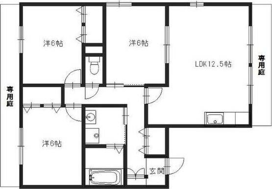 アピアス姫路(3LDK/1階)の間取り写真