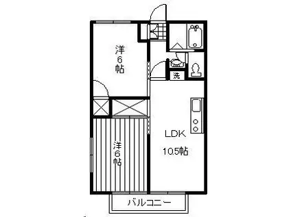 ファミールあおき(2LDK/2階)の間取り写真