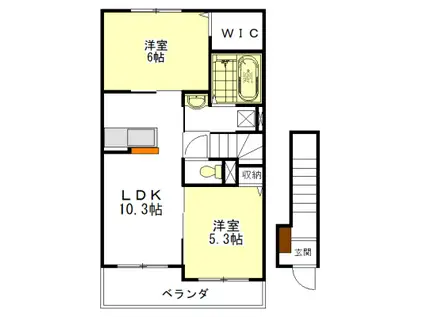 第三東雲 A棟・B棟(2LDK/2階)の間取り写真