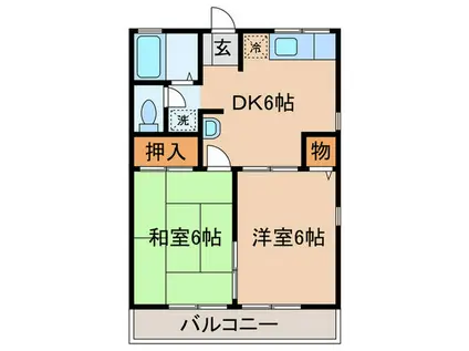 クレセント晴丘(2DK/2階)の間取り写真