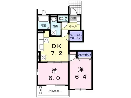 フォーエヴァー II(2DK/1階)の間取り写真