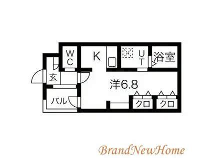 ジーイーサンク(ワンルーム/2階)の間取り写真