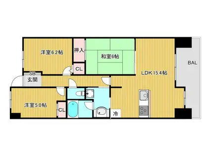 レジディア都島II(3LDK/5階)の間取り写真