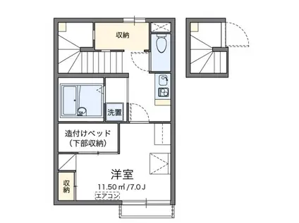 パワーハウス(1K/2階)の間取り写真