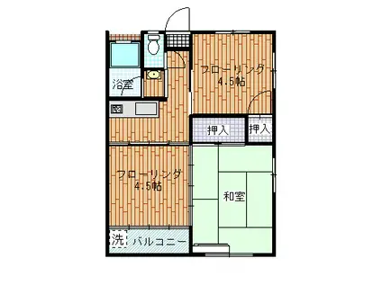 山口アパート(2DK/2階)の間取り写真