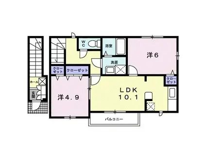 ブリーゼ・大生院(2LDK/2階)の間取り写真