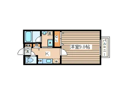 コージーコート北仙台(1K/1階)の間取り写真