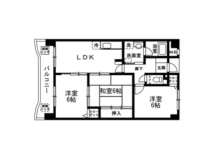 グランデーミFY(3LDK/5階)の間取り写真