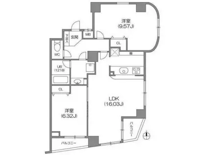 フィユドール目白(2LDK/6階)の間取り写真