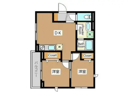 キャピタル・ヴィラ(2DK/1階)の間取り写真