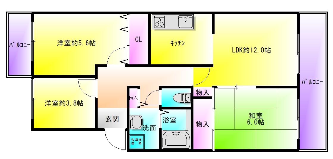 ヴィラ赤とんぼ(3LDK/3階)の間取り写真