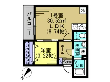 AJ高砂III(1LDK/2階)の間取り写真