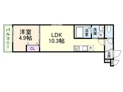 フジパレス長原ノース(1LDK/3階)の間取り写真