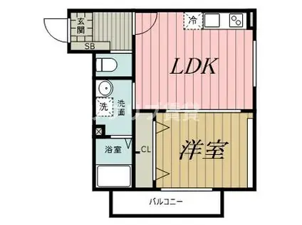 セミカ葛城 II(1LDK/2階)の間取り写真