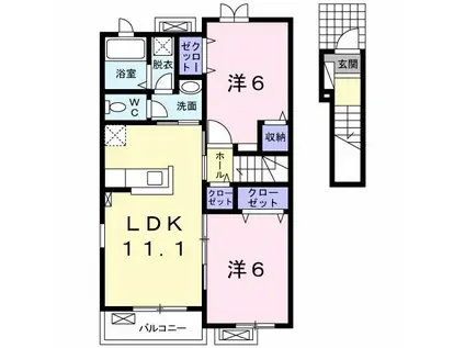 Nステージ(2LDK/2階)の間取り写真