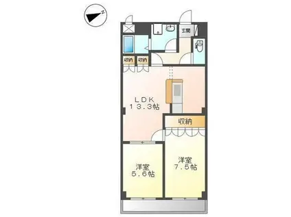 SAKURA(2LDK/2階)の間取り写真