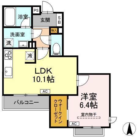 シャーメゾン大和東レジデンス(1LDK/3階)の間取り写真