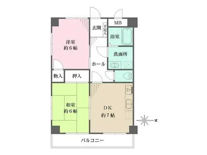 本山レジデンス(2DK/2階)の間取り写真