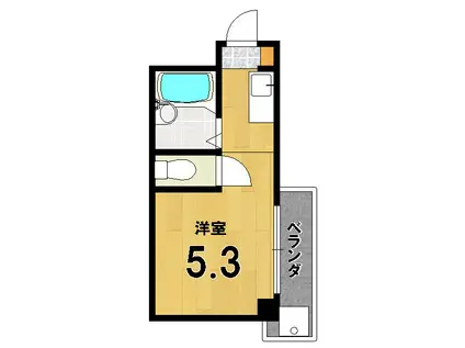 白川ロイヤルハウス(ワンルーム/2階)の間取り写真