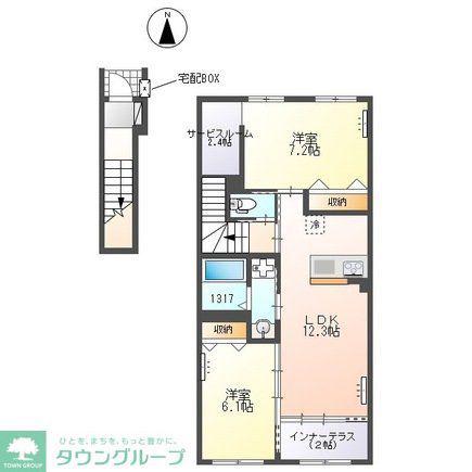 柏市若柴アパート(2LDK/2階)の間取り写真