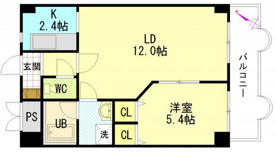 セントラルリバー祇園(1LDK/5階)の間取り写真