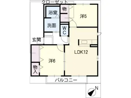ラベンダーハウスII(2LDK/2階)の間取り写真
