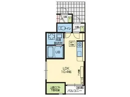 ヴェルジェHANDEN(1K/1階)の間取り写真