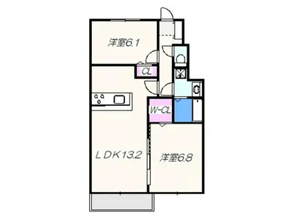 アルミック山荘C棟(2LDK/1階)の間取り写真