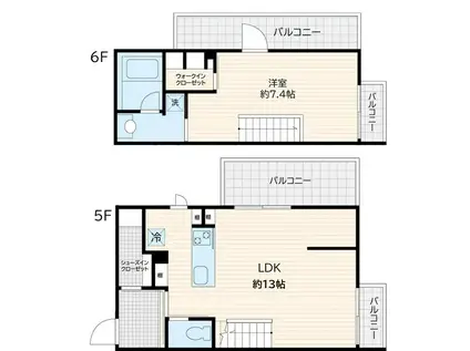 FULLEA若松河田(1LDK/5階)の間取り写真