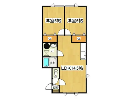 コーポ・サンライズI(2LDK/1階)の間取り写真