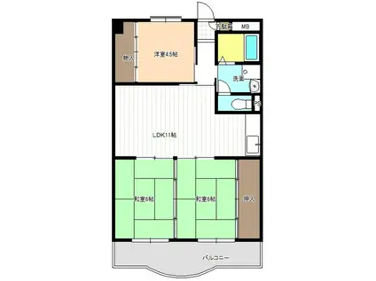 光ハイツ(3LDK/5階)の間取り写真