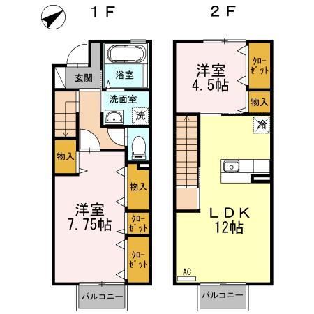 センターコート(2LDK/1階)の間取り写真