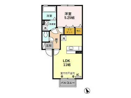 インフィール(1LDK/1階)の間取り写真