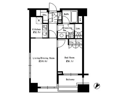 パークアクシス白金台(1LDK/14階)の間取り写真
