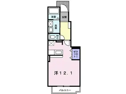 ドミールパストラルD(ワンルーム/1階)の間取り写真