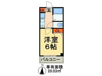 ポルトフィーノ(1K/2階)の間取り写真