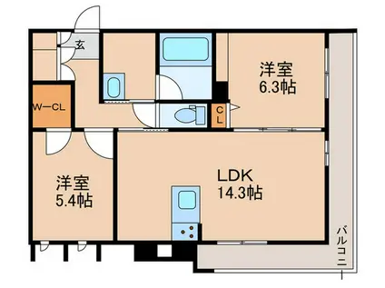 シャーメゾン日之出(2LDK/3階)の間取り写真