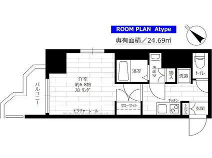 ステージファーストお茶の水女子大前(1K/9階)の間取り写真