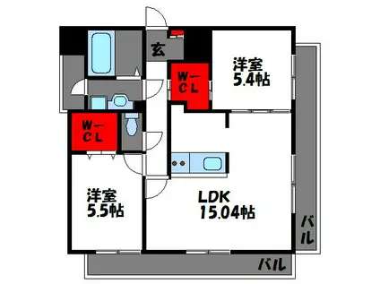 YGM箱崎駅前II(2LDK/5階)の間取り写真