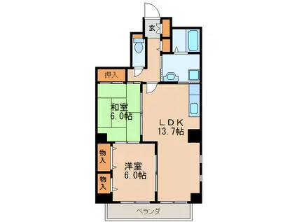 メゾンマイリバー(2LDK/2階)の間取り写真