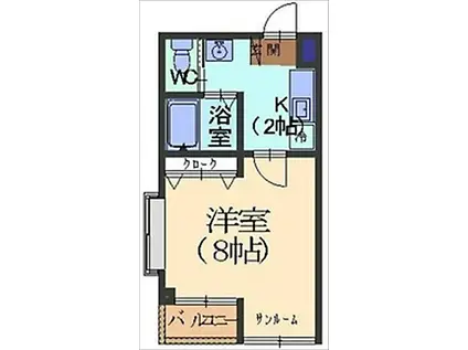 ノースヴィレッジIII(1K/3階)の間取り写真