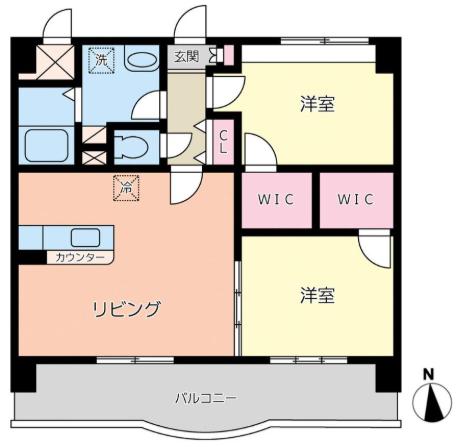 レブリアント板付(2LDK/8階)の間取り写真
