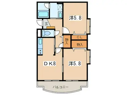 サンライズ湘南(2DK/3階)の間取り写真