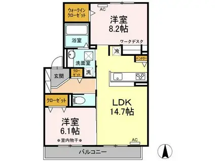 ロアールANDO.ES(2LDK/2階)の間取り写真