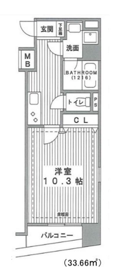 モンサンミッシェル北浜(1K/3階)の間取り写真