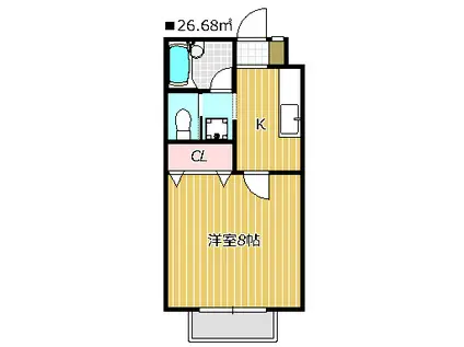 アステール(1K/1階)の間取り写真