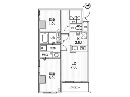 ALIVIS中野(2LDK/2階)の間取り写真
