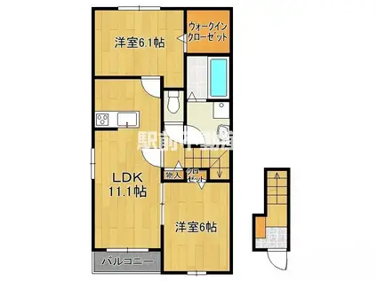 モーニング グローリー(2LDK/2階)の間取り写真