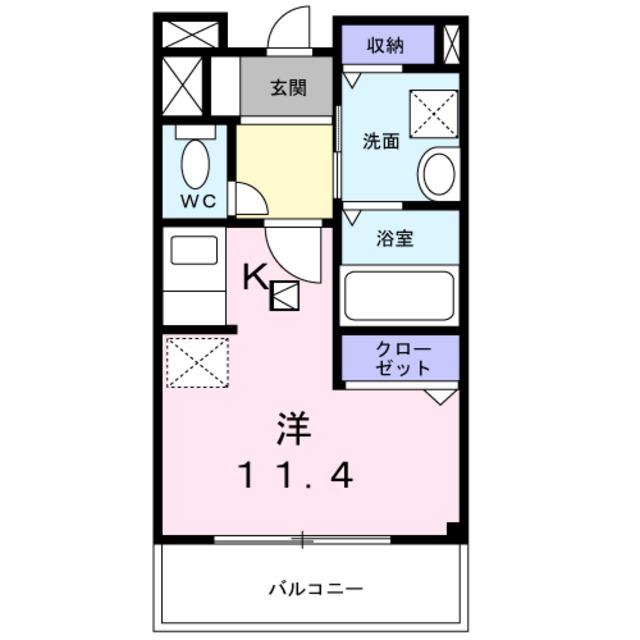 ラフィネロジュマン(ワンルーム/2階)の間取り写真